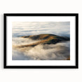Framed wall art from the Landscapes Mist a Fog collection showcases serene misty forest scene with a black frame and mat, perfect for home decor enhancement.
