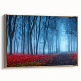 Framed canvas wall art showcasing a serene landscape design with mist and fog, featuring elegant gold accents, perfect for home decor enhancement.