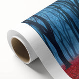 Mist-covered landscape wall art canvas showcasing serene foggy mountains in muted blues and greens, ideal for tranquil home decor. Perfect for creating a calming atmosphere.