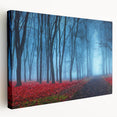 Stretched canvas wall art showcasing a serene landscape with mist and fog, featuring soft colors and a tranquil atmosphere, perfect for enhancing home decor.