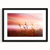 Framed wall art featuring a misty landscape design in muted tones, showcasing a serene foggy scene, presented in a sleek black frame with a mat, perfect for home décor.