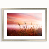 Framed wall art featuring a serene landscape design with mist and fog, displayed in a silver frame with matting, perfect for enhancing home decor aesthetics.