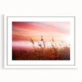 Framed wall art featuring a misty landscape design, showcasing soft gray and white tones with a modern aesthetic. The artwork is presented with a white mat, enhancing its elegance and suitability for contemporary home decor.