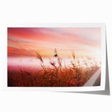 Serene landscape wall art print featuring misty mountains and fog, perfect for home decor. The rolled canvas adds a touch of tranquility to any space.