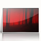 Framed acrylic wall art showcasing a serene misty landscape in soft gray and white tones, ideal for enhancing modern home decor with a calming ambiance.