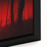 Close-up of a framed canvas wall art piece showcasing a serene landscape design with mist and fog, ideal for enhancing home décor with a calming ambiance.