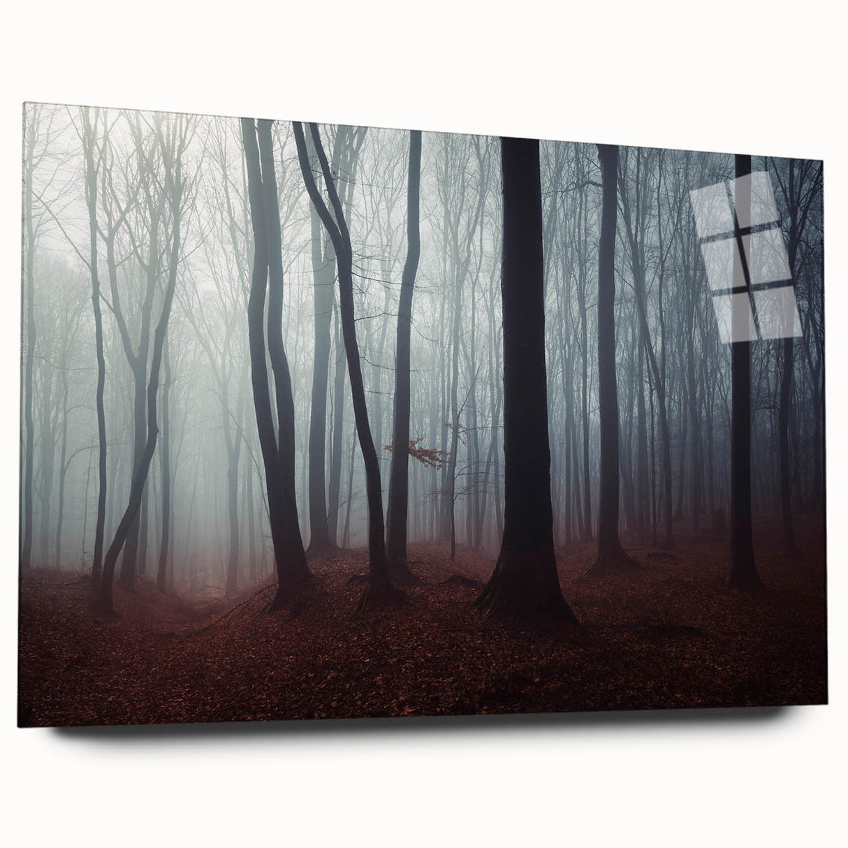 Acrylic glass wall art featuring a tranquil misty landscape design, showcasing soft fog and serene tones, ideal for enhancing modern home decor.