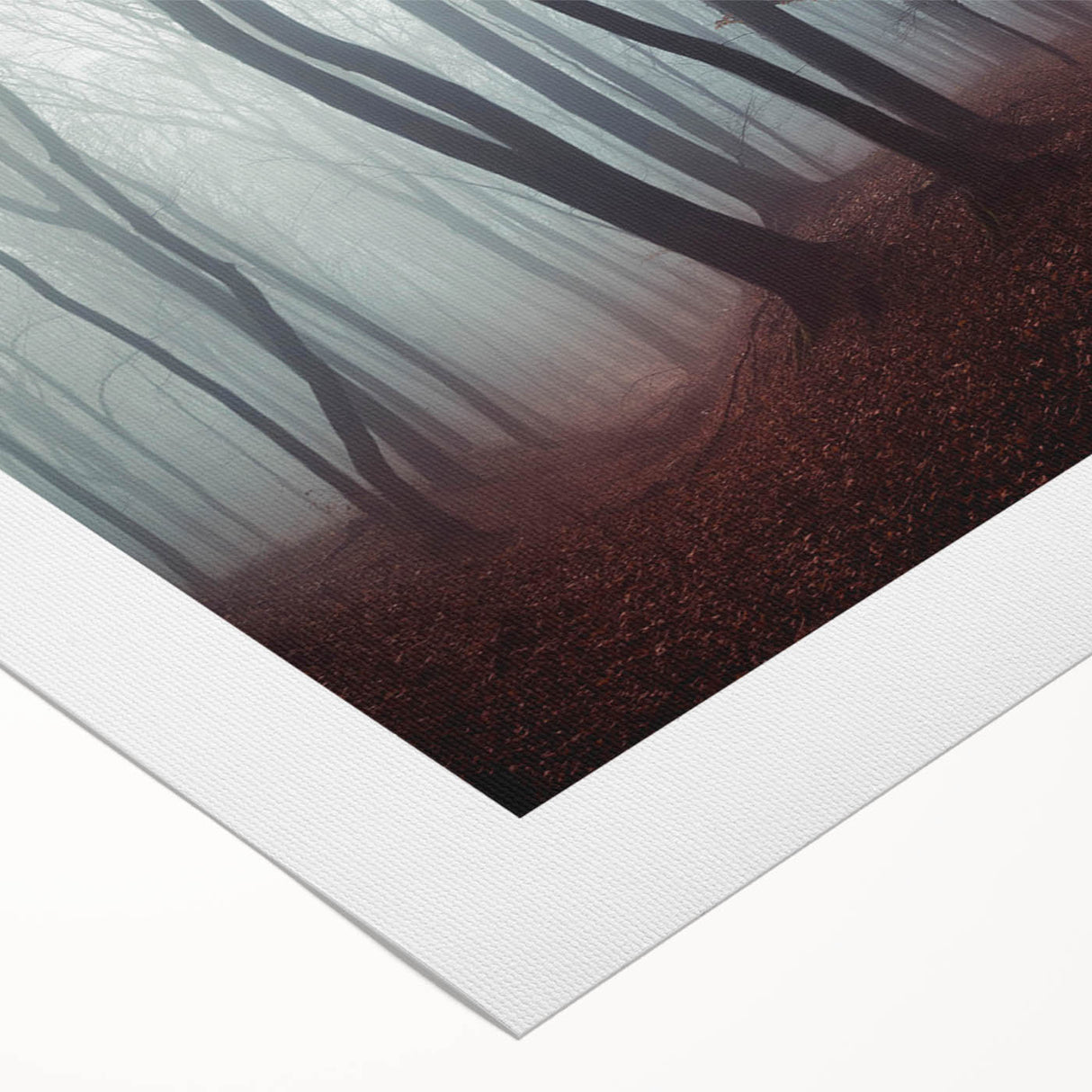 Rolled canvas showcasing a serene landscape design with mist and fog, featuring soft pastel colors. Ideal for enhancing modern home decor.