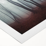 Rolled canvas showcasing a serene landscape design with mist and fog, featuring soft pastel colors. Ideal for enhancing modern home decor.