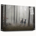 Acrylic wall art collection showcasing a misty landscape design, featuring a side view with pins for easy hanging. The artwork captures serene foggy scenery in soft hues, ideal for home decor.