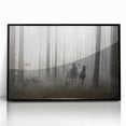 Framed acrylic wall art from the Landscapes Mist & Fog collection, featuring a serene foggy landscape in muted colors, set against a sleek black frame for a modern touch.