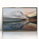 Framed acrylic wall art featuring a misty landscape design with fog, highlighted by a gold frame, perfect for modern home décor and artistic ambiance.