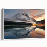 Framed canvas wall art collection showcasing serene landscapes with mist and fog, featuring soft color tones and a modern white frame, ideal for home decor.