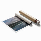 Rolled print of a misty landscape artwork showcasing soft fog and serene colors, ideal for enhancing home decor with a calming ambiance.