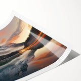 Serene landscape wall art print showcasing misty mountains and soft fog, perfect for home decor. Ideal for creating a calming atmosphere in any room.