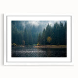 Elegant wall art collection showcasing a misty landscape design framed in white with a mat, perfect for modern home decor, enhancing tranquility in any room.