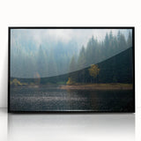 Framed acrylic wall art featuring a misty landscape design with foggy elements, showcasing soft colors and serene scenery, ideal for home decor enhancement.
