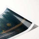 Mist-covered landscape wall art print showcasing serene foggy hills in soft pastel colors, ideal for enhancing home decor with a calming atmosphere. Perfect for art enthusiasts seeking tranquility in their living space.