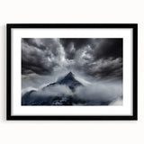 Framed wall art collection showcasing a serene misty landscape design in a black frame with a white mat, perfect for home decor and enhancing ambiance.