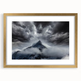 Elegant wall art collection featuring a misty landscape design framed in gold, complete with a mat for an upscale finish, perfect for enhancing home decor.