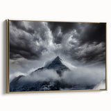 Framed canvas wall art showcasing a serene misty landscape design with soft gold accents, ideal for enhancing home decor with a touch of elegance.
