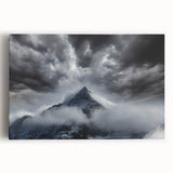 Stretched canvas wall art showcasing a serene misty landscape scene, featuring soft hues of blue and gray. Ideal for enhancing any modern home decor.