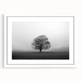 Elegant framed wall art of a misty landscape, showcasing soft gray and white tones, perfect for enhancing home decor in modern or minimalist settings.