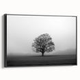 Framed canvas wall art from the Landscapes Mist & Fog collection showcasing serene misty mountain scenery in soft gray and black tones, perfect for modern home decor.