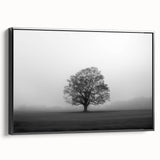 Framed canvas wall art from the Landscapes Mist & Fog collection showcasing serene misty mountain scenery in soft gray and black tones, perfect for modern home decor.