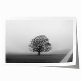 Rolled print of a serene landscape with mist and fog, showcasing soft hues of blue and gray, ideal for enhancing home decor in a calming environment.