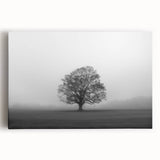 Stretched canvas artwork showcasing a serene landscape design with mist and fog, perfect for enhancing home decor. The soft color palette evokes tranquility and depth.