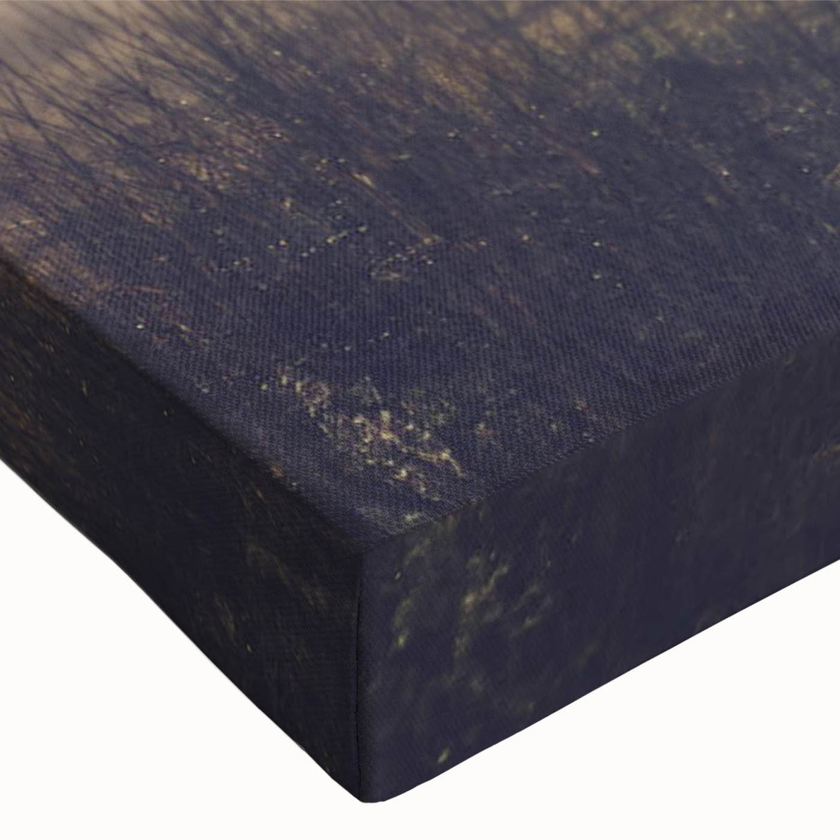 Close-up of a stretched canvas wall art piece featuring a misty landscape design with soft fog and muted colors, perfect for enhancing interior decor aesthetics.