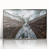 Framed wall art featuring a foggy landscape design in soft silver tones, ideal for modern home decor. The acrylic front adds a sleek finish, enhancing any room's ambiance.