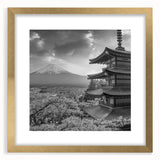 Framed wall art showcasing a stunning landscape of majestic mountains with a gold mat, perfect for adding elegance to home decor. The scene captures vibrant colors and natural beauty, ideal for nature enthusiasts.