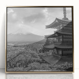 Framed acrylic wall art featuring a stunning mountain landscape design with gold accents, perfect for adding elegance to home decor. Ideal for nature lovers.