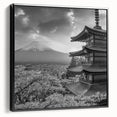 Framed black canvas wall art showcasing a stunning mountain landscape design, perfect for modern decor. Ideal for adding a touch of nature to any room.