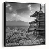 Framed black canvas wall art showcasing a stunning mountain landscape design, perfect for modern decor. Ideal for adding a touch of nature to any room.