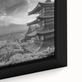 Framed canvas wall art showcasing a vibrant mountain landscape design, featuring rich colors and intricate details, ideal for home decor and nature enthusiasts.