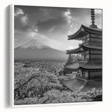 Framed canvas wall art featuring a stunning mountain landscape design with vibrant colors and intricate details, displayed in a stylish white frame, perfect for home decor.