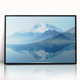 Framed acrylic wall art featuring a stunning mountain landscape design with vibrant colors and a sleek black frame, perfect for modern home decor.