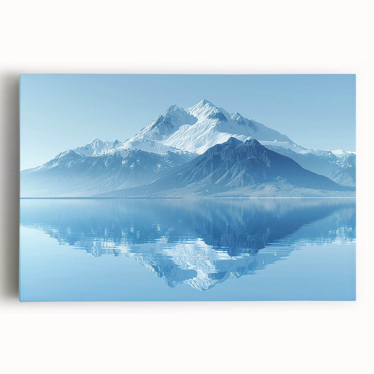 Stretched canvas wall art depicting a stunning mountain landscape with vibrant colors and intricate details, ideal for enhancing home decor and creating a serene atmosphere.