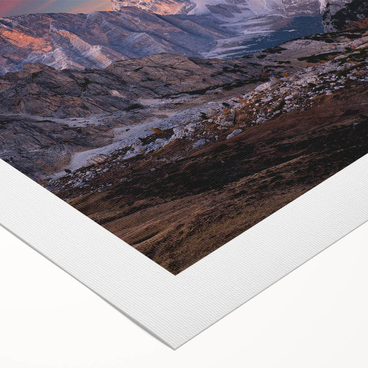 Stunning rolled canvas showcasing a vibrant mountain landscape design, perfect for home decor, featuring rich colors and intricate details, ideal for nature lovers.