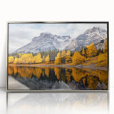 Framed wall art featuring a stunning mountain landscape design with vibrant colors and a sleek silver frame, perfect for enhancing home decor and adding a touch of nature.