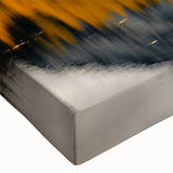 Close-up of a stretched canvas wall art featuring a vibrant mountain landscape design, showcasing intricate details and rich colors, perfect for home decor. Ideal for nature lovers seeking stunning wall art to enhance their living space.