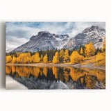 Stretched canvas wall art showcasing a breathtaking mountain landscape with vibrant colors, ideal for adding a natural touch to home decor or office settings.