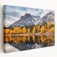 Stretched canvas wall art showcasing a serene mountain landscape in soft pastel colors, ideal for modern home decor, creating a tranquil atmosphere in any room.