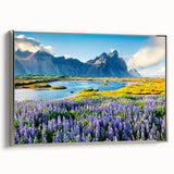 Framed wall art collection showcasing a serene mountain landscape design in silver frame, highlighting tranquil colors and intricate details ideal for home decor.