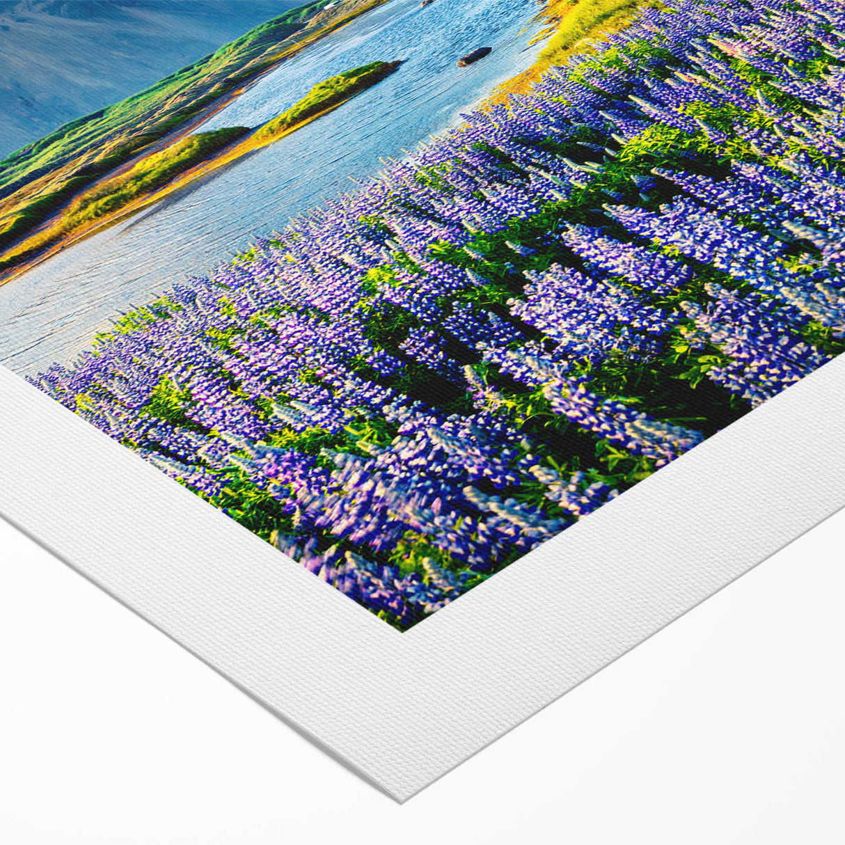 Rolled canvas artwork showcasing a stunning mountain landscape design, featuring vibrant colors and intricate details, ideal for home decor or office spaces.