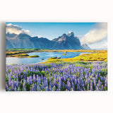 Stretched canvas wall art showcasing a vibrant mountain landscape with rich colors and intricate details, perfect for adding a natural touch to any home decor.