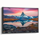Framed canvas wall art showcasing a stunning mountain landscape design, featuring rich colors and intricate details, perfect for enhancing home decor with a natural theme.